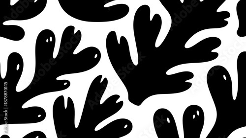 Vector Pattern Abstract Organic Shapes in Modern Minimalist Style with Black and White Color Scheme