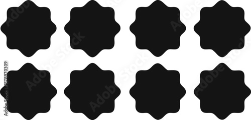 Eight identical black silhouette shapes arranged in two rows on a white background