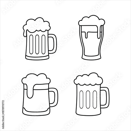 four beer glasses with different foam levels high quality