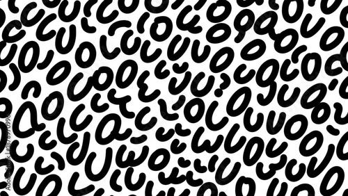 Abstract Leopard Print Vector Pattern with Organic Animal Skin Design in Black and White Modern Minimalist Style