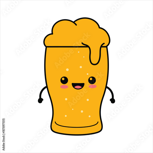 a cartoon drawing of a glass of beer with a smiley face