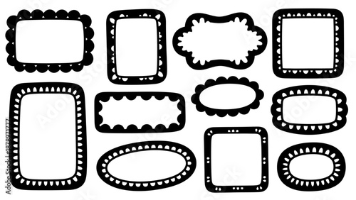 Vector Pattern Collection of Decorative Frame Shapes in Modern Minimalist Style with Dotted and Dashed Borders for Creative Design Projects