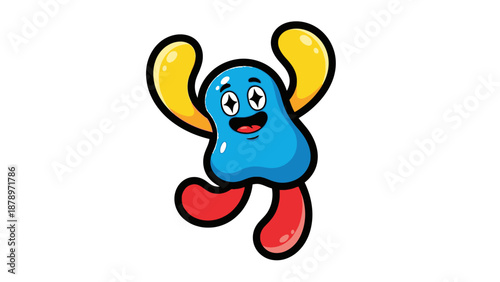 Cartoon Style Vector Illustration of a Happy Blob Character with Bright Colors and Playful Design