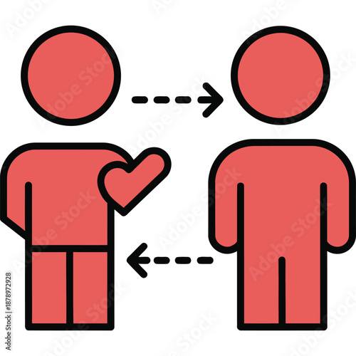 Illustration of Two People Sharing Love and Connection with Heart Symbol Representing Mutual Respect