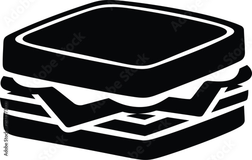 Sandwich icon black color silhouette isolated on transparent background vector illustration for fast food menu