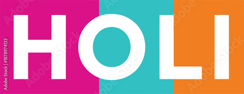 Holi typography vector featuring cut-out letter shapes