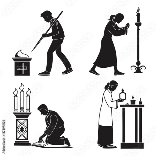 Religious rituals silhouette