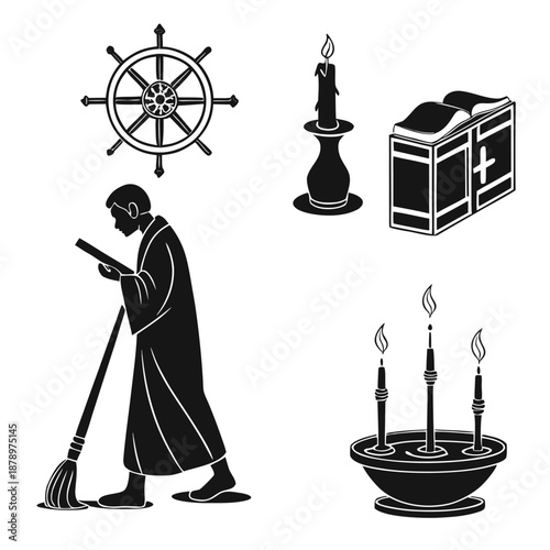 Monastic life illustration