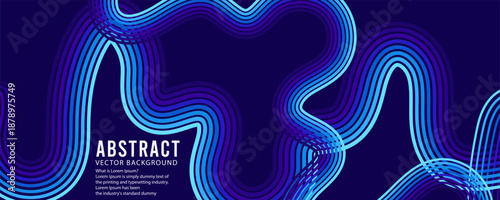 Abstract vector background with blue wavy lines and text