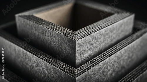 Archive box corrugation pattern documenting structural storage integrity using layered flute profiles, compression resistance mapping, and archival durability reference geometry