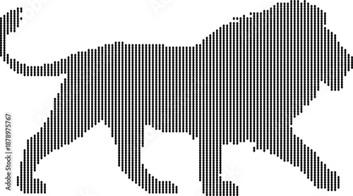 Black dot pattern forming a stylized outline of a horse head with a flowing mane and tail on a white background