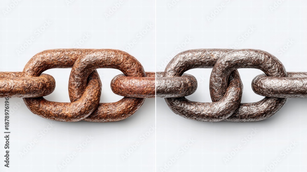 Obraz premium Rusty chain links side by side