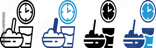 Drink icons and wall clocks can be used as signs for diet programs or fasting during the month of Ramadan