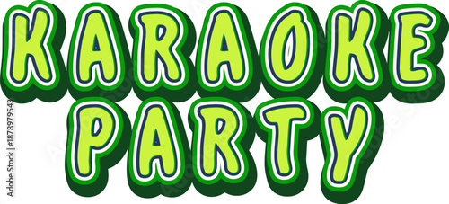 karaoke party 3d editable text effect style. typography text, font style with Alphabet. Karaoke Party 3d Traditional Cartoon template style premium vector
