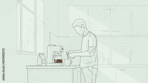 Person Brewing Hot Coffee Beverage in Modern Kitchen Morning Routine Lifestyle Scene