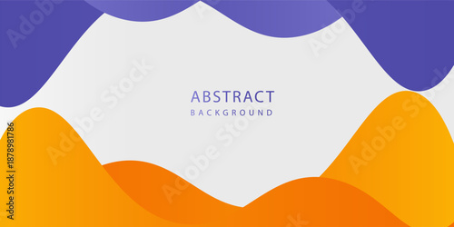 Simple purple and orange geometric business banner design. Creative banner design with wave shapes on white background for template.vector,flayer