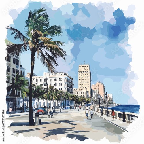 Malec?n. Malec?n hand drawn watercolor illustration