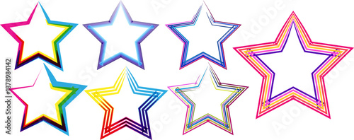 colorful star shapes with rainbow outlines