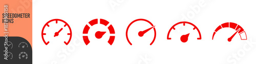 Speedometer, tachometer icon. Speedometer indicator icon collection. Speed indicator vector icons. Сolor icon set