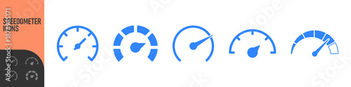 Speedometer, tachometer icon. Speedometer indicator icon collection. Speed indicator vector icons. Сolor icon set