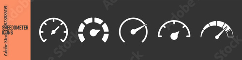 Speedometer, tachometer icon. Speedometer indicator icon collection. Speed indicator vector icons. Сolor icon set