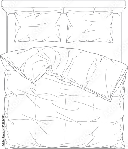 A cozy bed with pillows and blanket, offering a comforting and inviting scene, perfect for relaxation and rest.