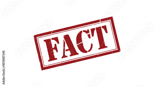 Faded Red Rubber Stamp With Fact Text On Plain White Background