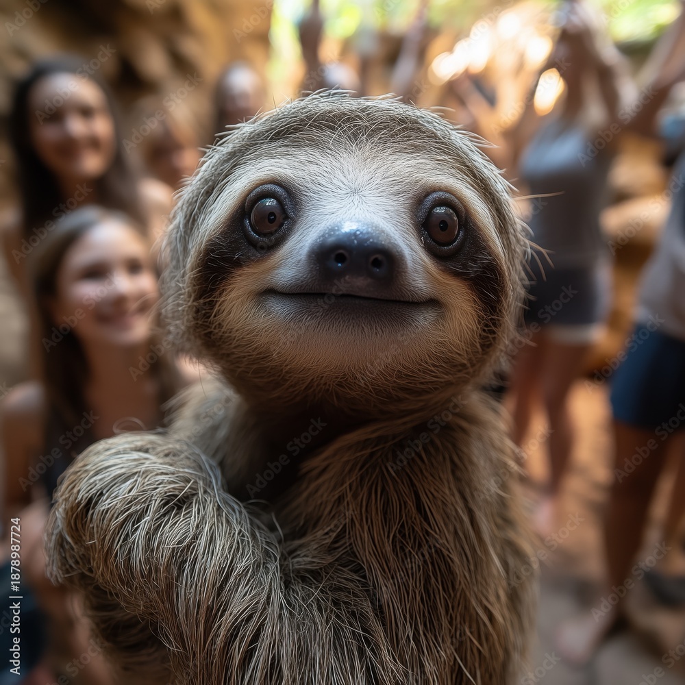 Fototapeta premium A sloth among people