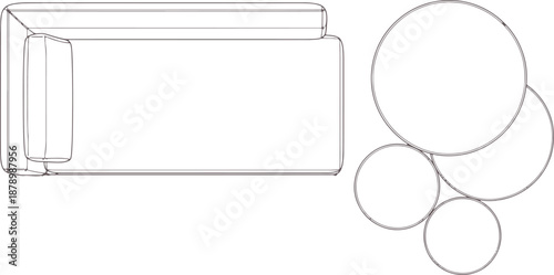 Modern minimalist sectional sofa and coffee table layout, offering a serene and open space for relaxation and social interactions.