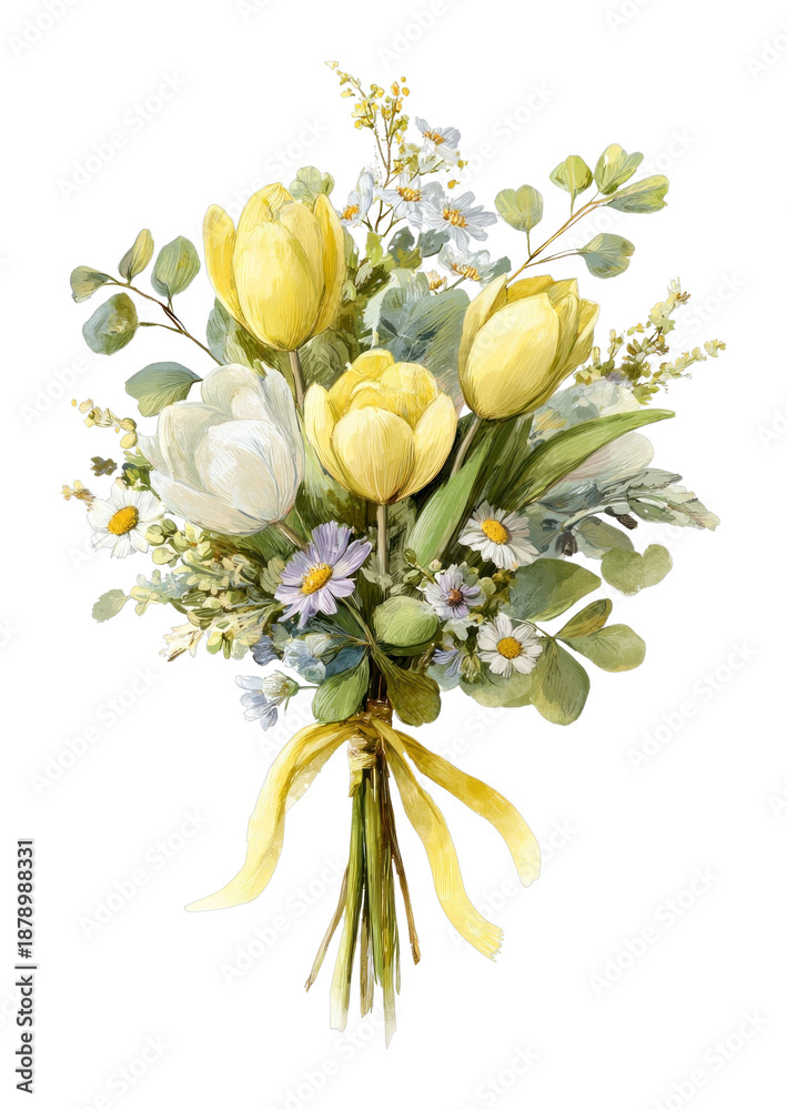 Fototapeta premium PNG Elegant floral bouquet illustration.