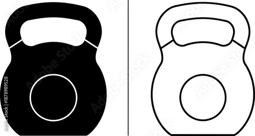 Kettlebell icons in black and white for fitness and workout concepts