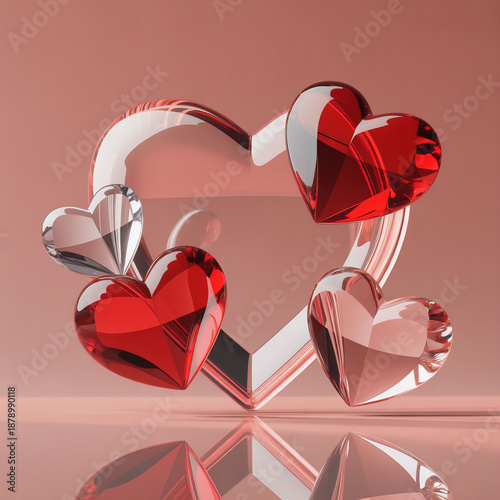 Glass Heart Love Symbol. romantic design, luxury heart, valentine concept