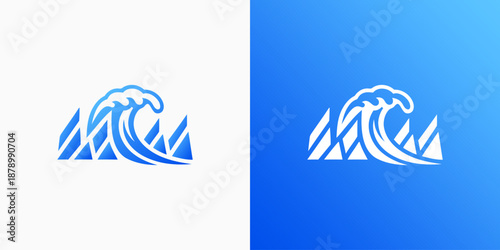 Artistic wave and rock vector logo design with a modern, simple, clean, and abstract style. Icons for business, recreation, outdoor activities, and personal branding.