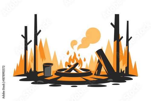 Cozy Campfire in the Wilderness, outdoor relaxation concept