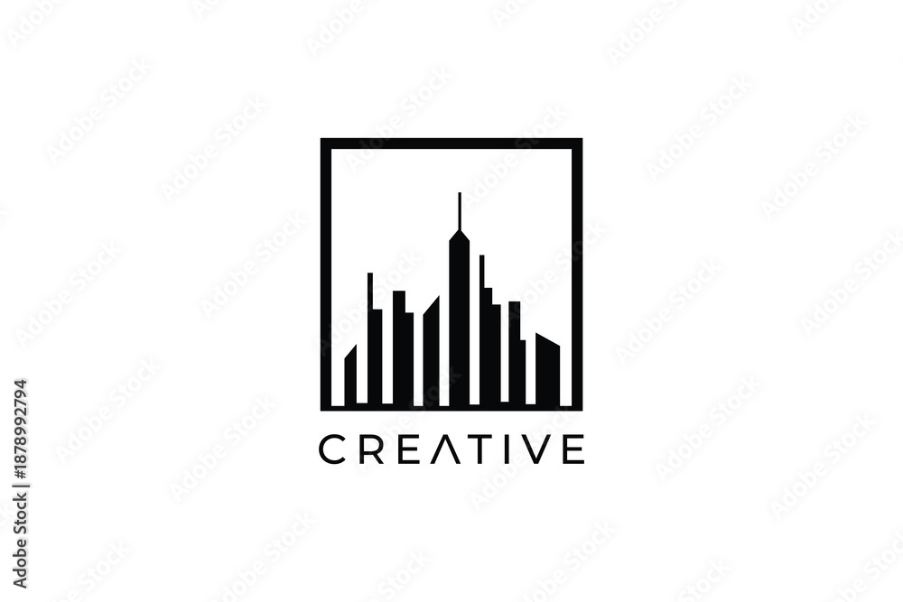 Fototapeta premium City skyline logo with skyscrapers and urban landscape
