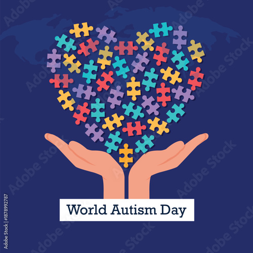 World Autism awareness day banner. Symbol of autism. Design template for background, Vector 