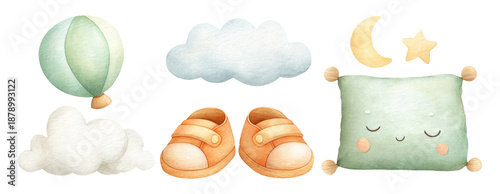 Soft Childlike Objects for a Clean and Modern Nursery Decoration or Design