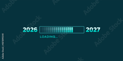Loading bar from 2026 to 2027  New Year countdown concept