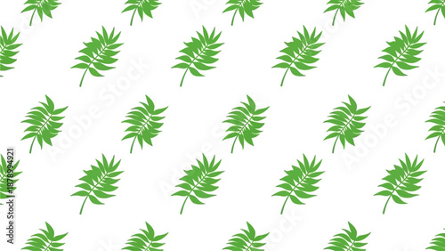 A serene natural scene with lush green leaves scattered across a white background in an artistic illustration.