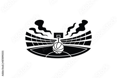 Dynamic Basketball Arena Court Scene, professional sports concept