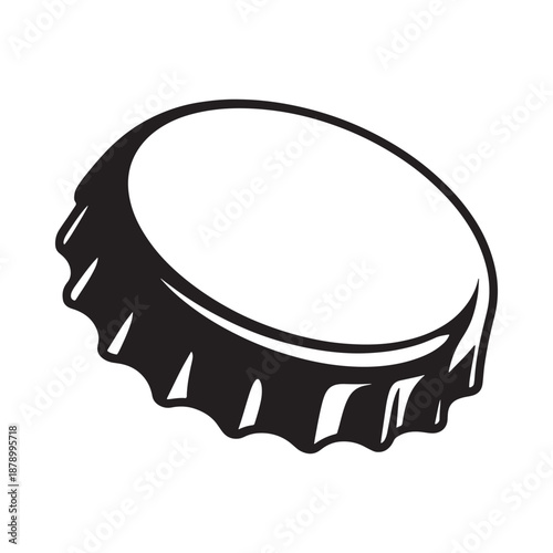 Simple illustration of a black and white bottle cap seen from above