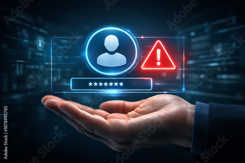 Wallpaper Mural Cybersecurity Login Alert Concept with User Profile, Password Field and Warning Symbol Torontodigital.ca