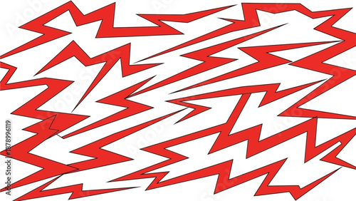 Red lightning bolts strike aggressively in a chaotic abstract background work environment.