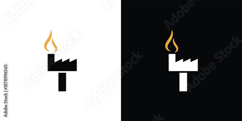 Letter T Factory Icon Logo Design for Industrial, Manufacturing, and Engineering Brands