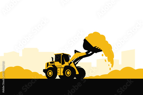 Heavy Front-End Loader Working at a Construction Site, construction equipment concept
