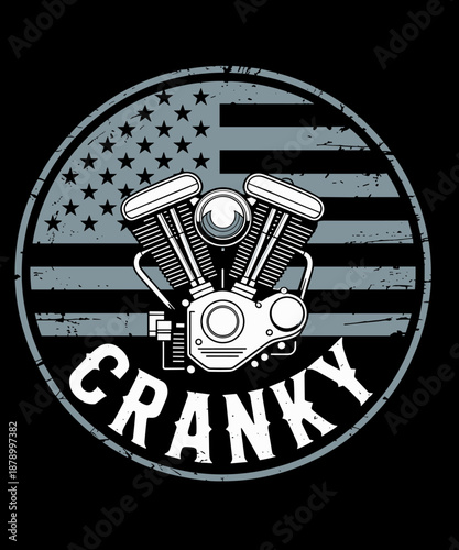 Father's Day Cranky Engine Badge Patriotic USA