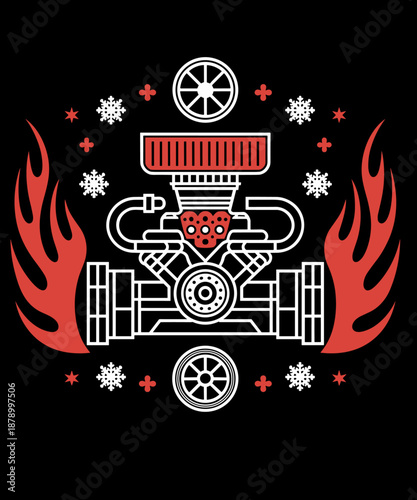 Car V8 Engine Racing Holiday Graphic Lover