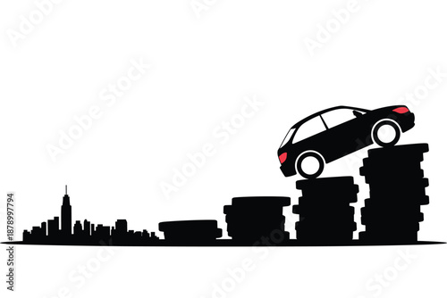 Car Prices Climbing in the City, inflation economy concept