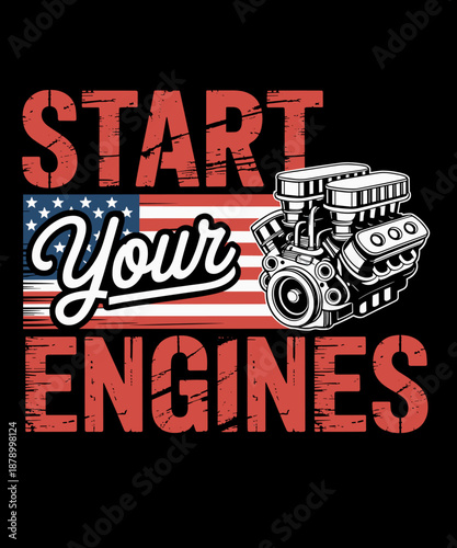 Drag Racing Race Car Retro Vintage Start Your Engines