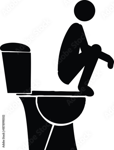 Φωτογραφία prohibition sign clearly depicts a black pictogram of a person in a squatting po